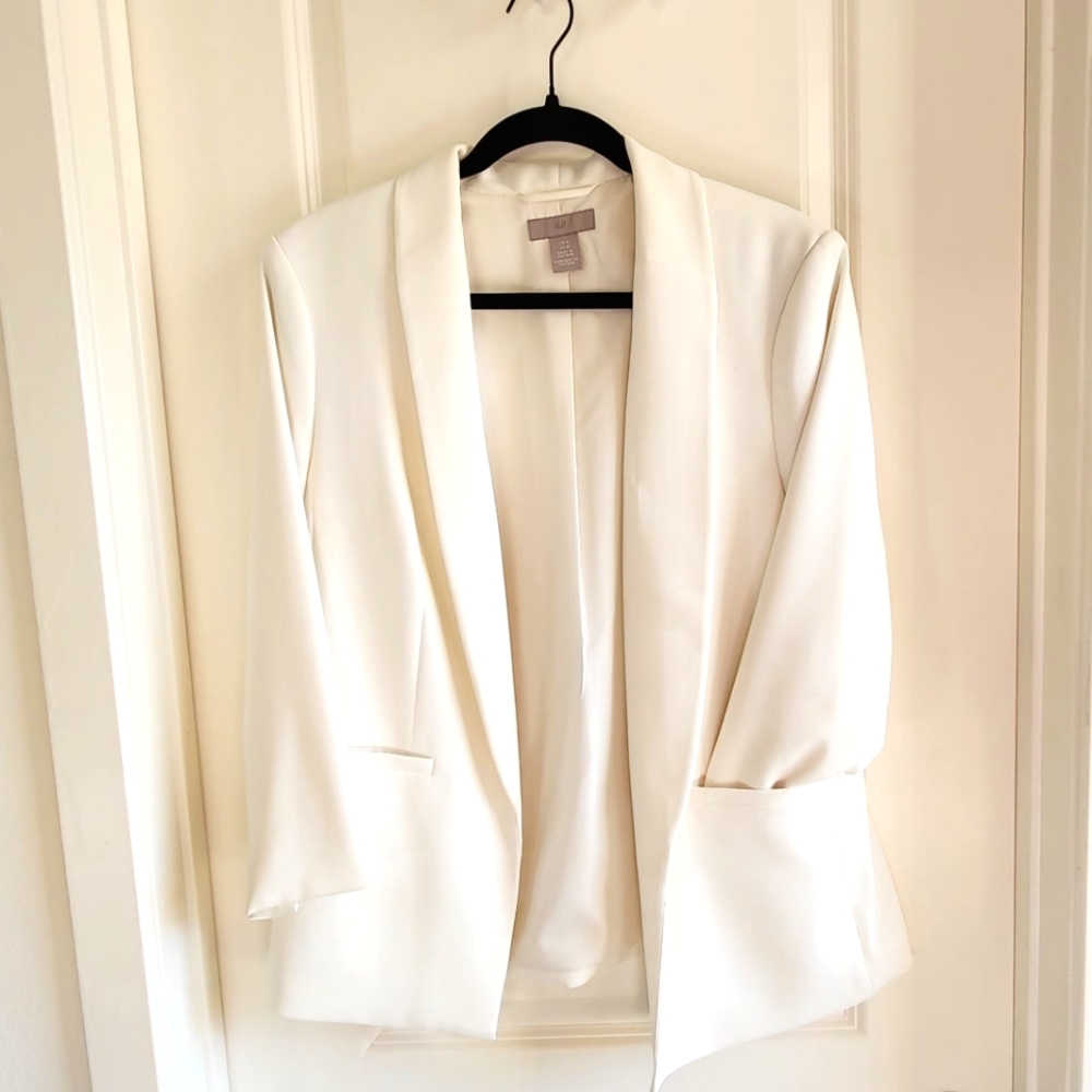 H&M White Medium Blazer